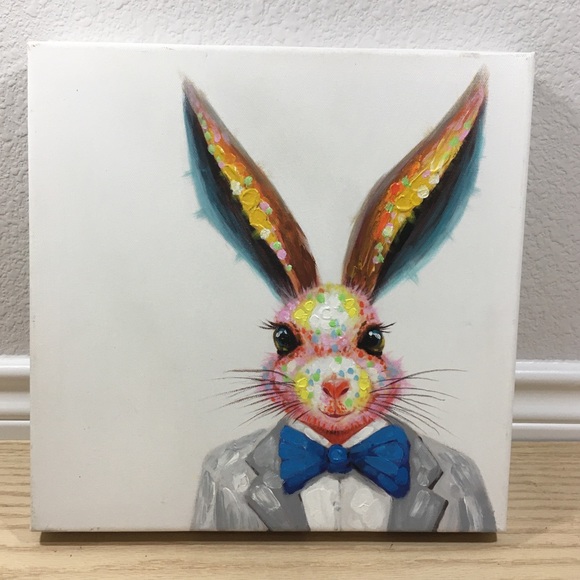 Download Wall Decor Bunny Rabbit In Bow Tie Canvas Print Deco Painting Poshmark